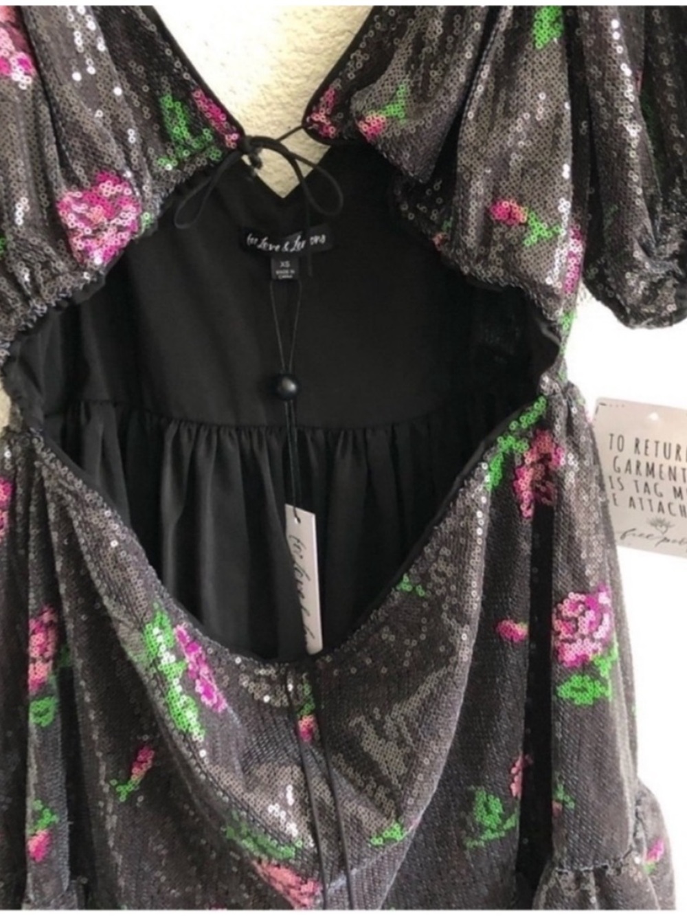 NWT For Love & Lemons Every Rose Sequin Mini Dress - Picture 5 of 9